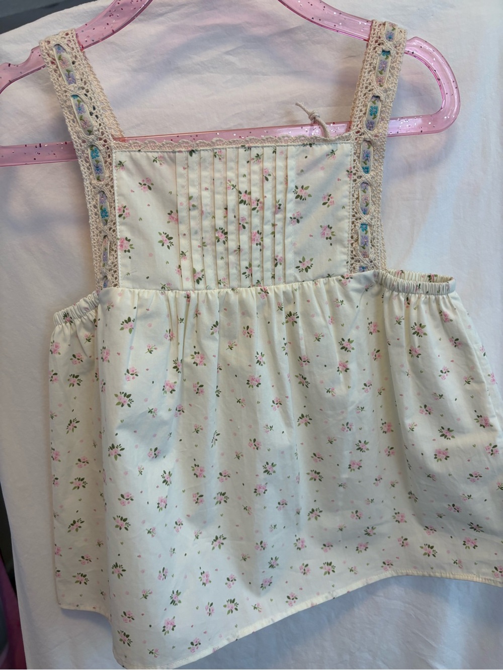 Zara Cream Floral Crocheted Strap Tank Top 100% Cotton Multiple Sizes